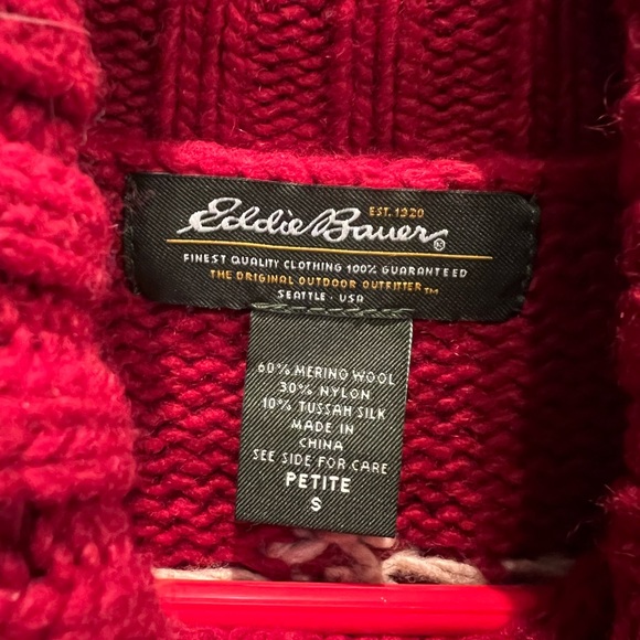 Eddie Bauer 60% Wool Red Sweater - Picture 3 of 3